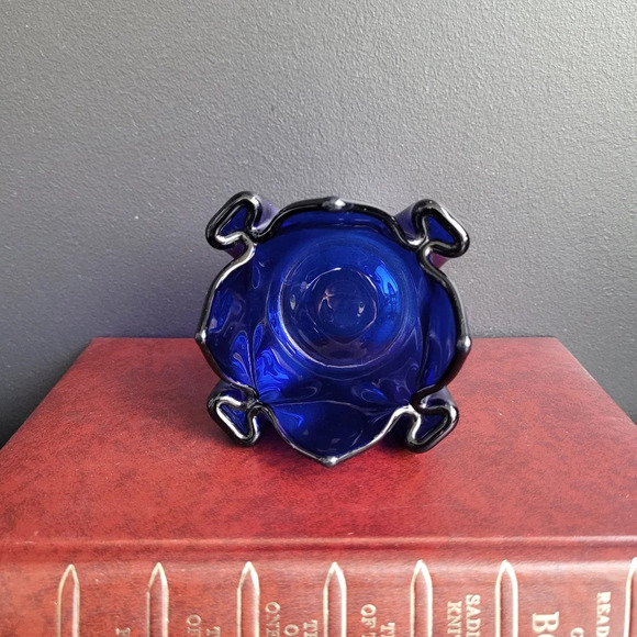 Vintage Partylite Sapphire Votive Candle Holders Cobalt Blue Handkerchief Glass - Picture 5 of 8